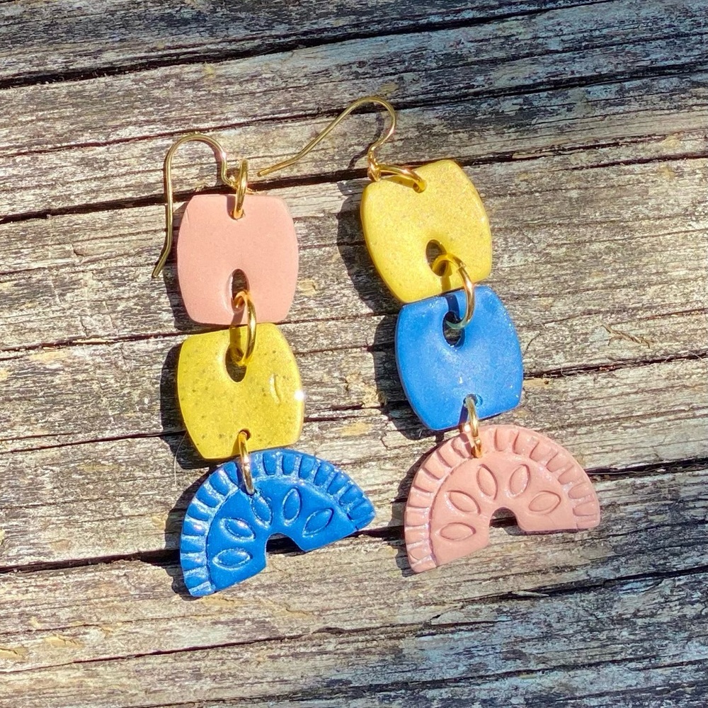 Colorful Mosaic Drop Earrings handcrafted